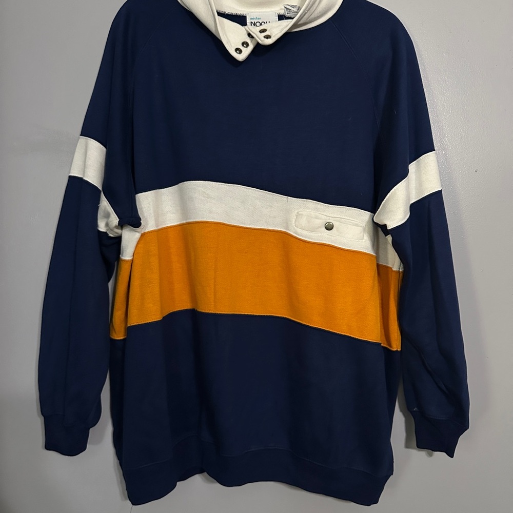 Vintage Mister Noah Colorblock Navy and Orange Women's Hoodie